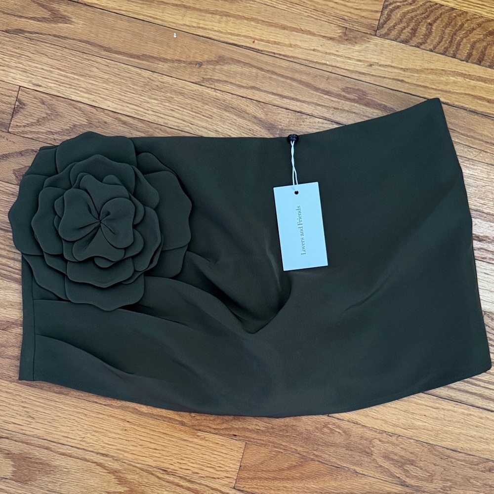 Revolve Zora Olive Green Skort with Floral Accent - Picture 5 of 6